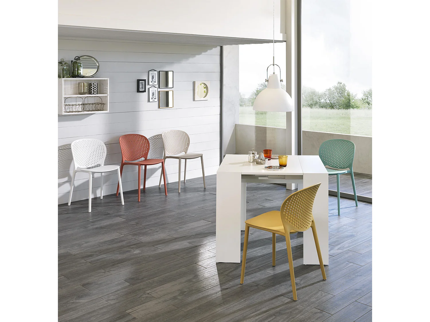 Pinocchio Console extensible (42,5/302,5 x 90 cm) en MDF laqué blanc