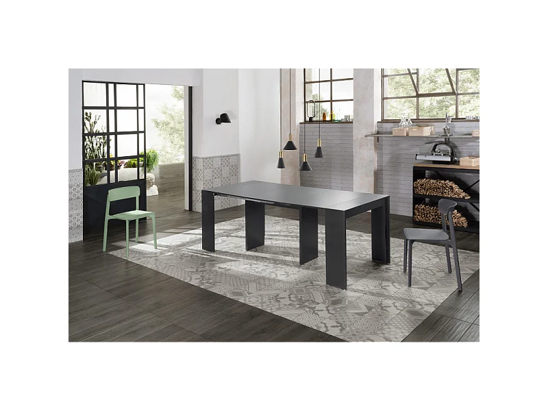 Pinocchio - Uitschuifbare console (42,5/302,5 x 90 cm) in zwart gelakt MDF