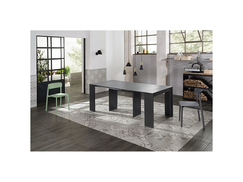 Pinocchio - Uitschuifbare console (42,5/302,5 x 90 cm) in zwart gelakt MDF