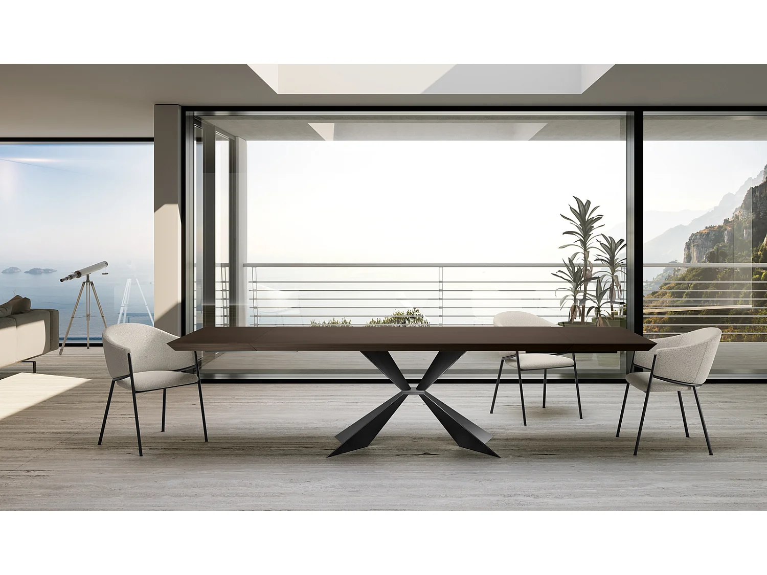 Stark - Ausziehbarer Tisch (200/300 x 100 cm) in schwarzem Furnier