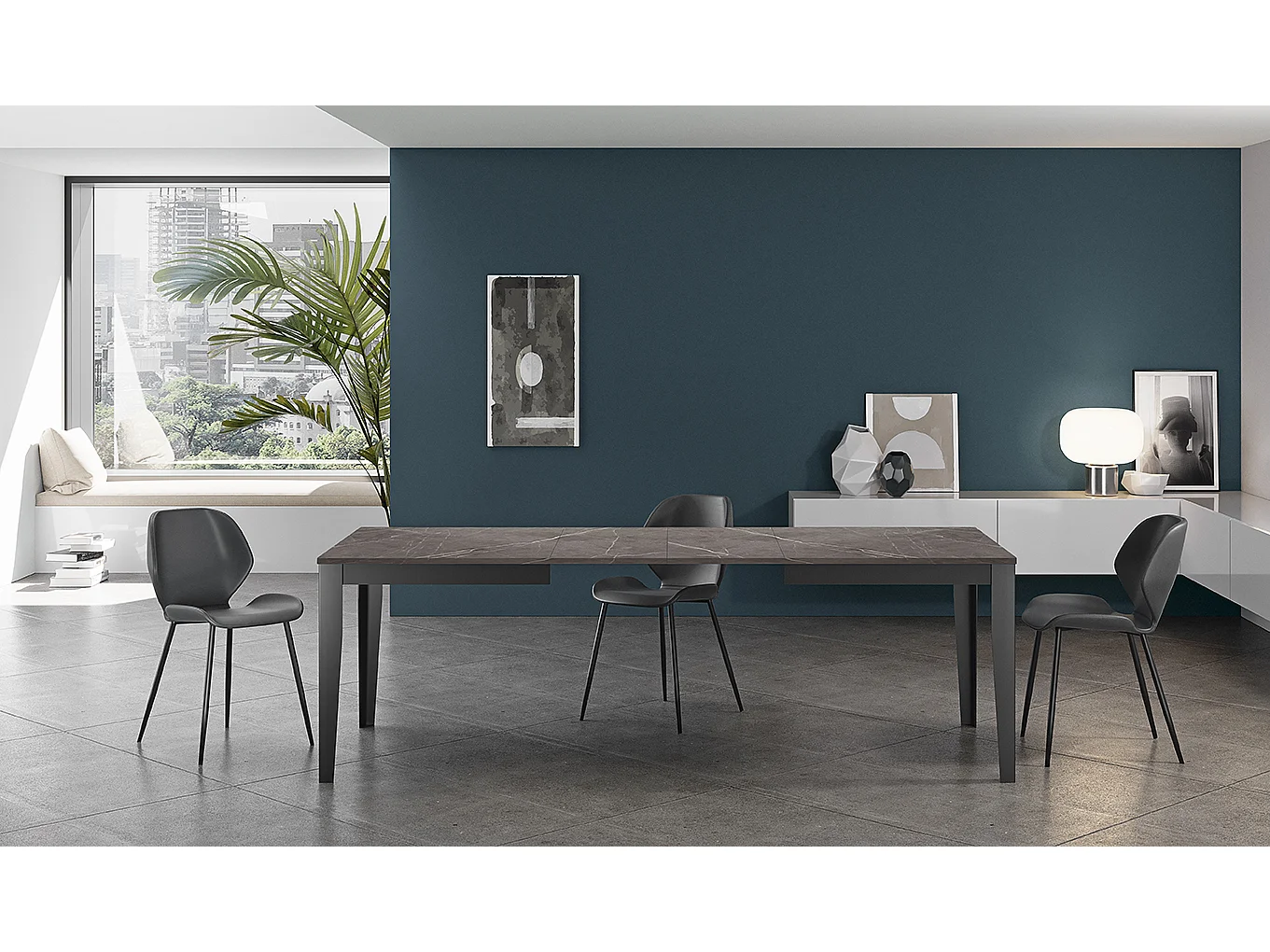 Big - Uitschuifbare tafel (130/290 x 80 cm) in zwart melamine