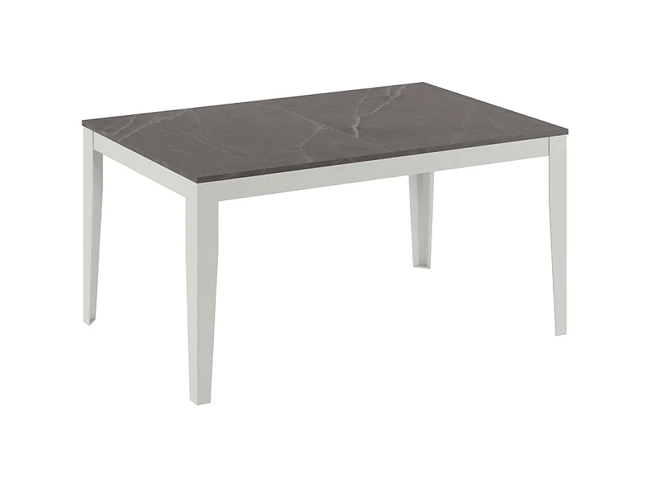 Groß – Ausziehbarer Tisch (130/290 x 80 cm) aus weißem Melamin