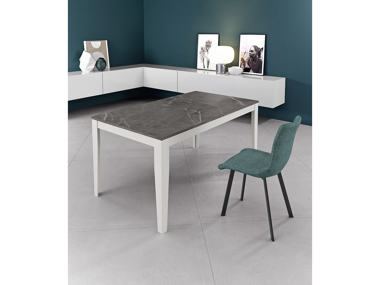 Big Table extensible (130/290x80 cm) en Mélamine Blanc