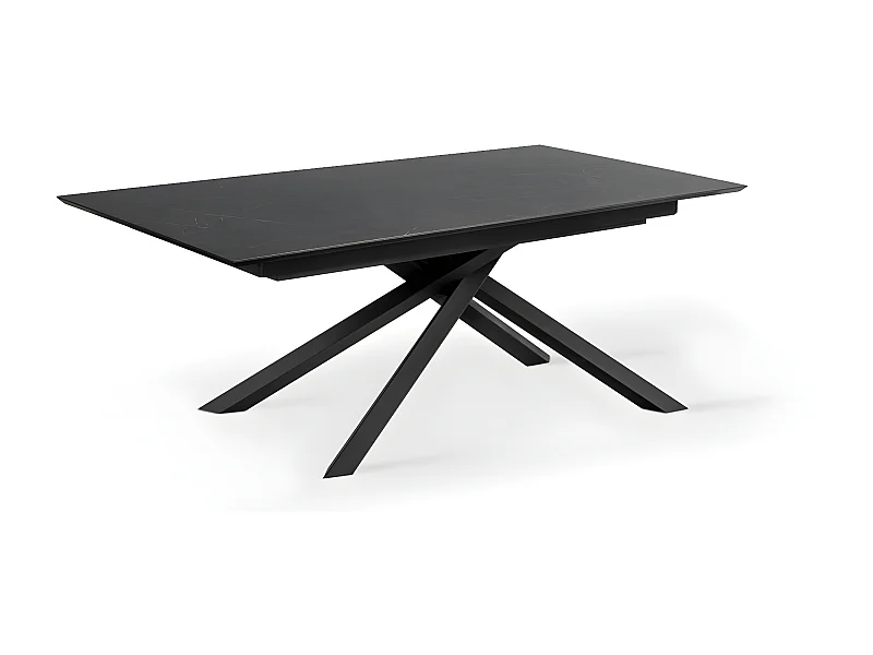 Xavier - Ausziehbarer Tisch (170/270 x 90 cm) aus HPL auf schwarzem MDF