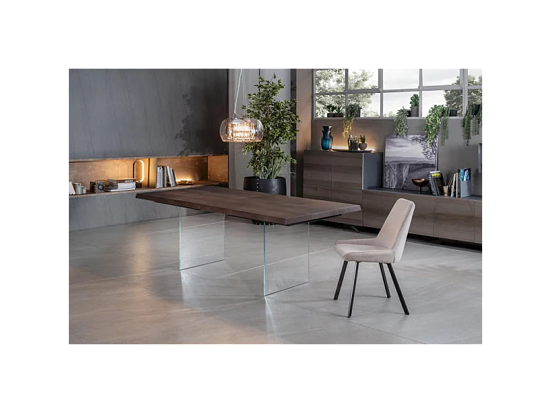 Snooker - Mesa extensível (200/300 x 100 cm) em carvalho castanho tratado termicamente