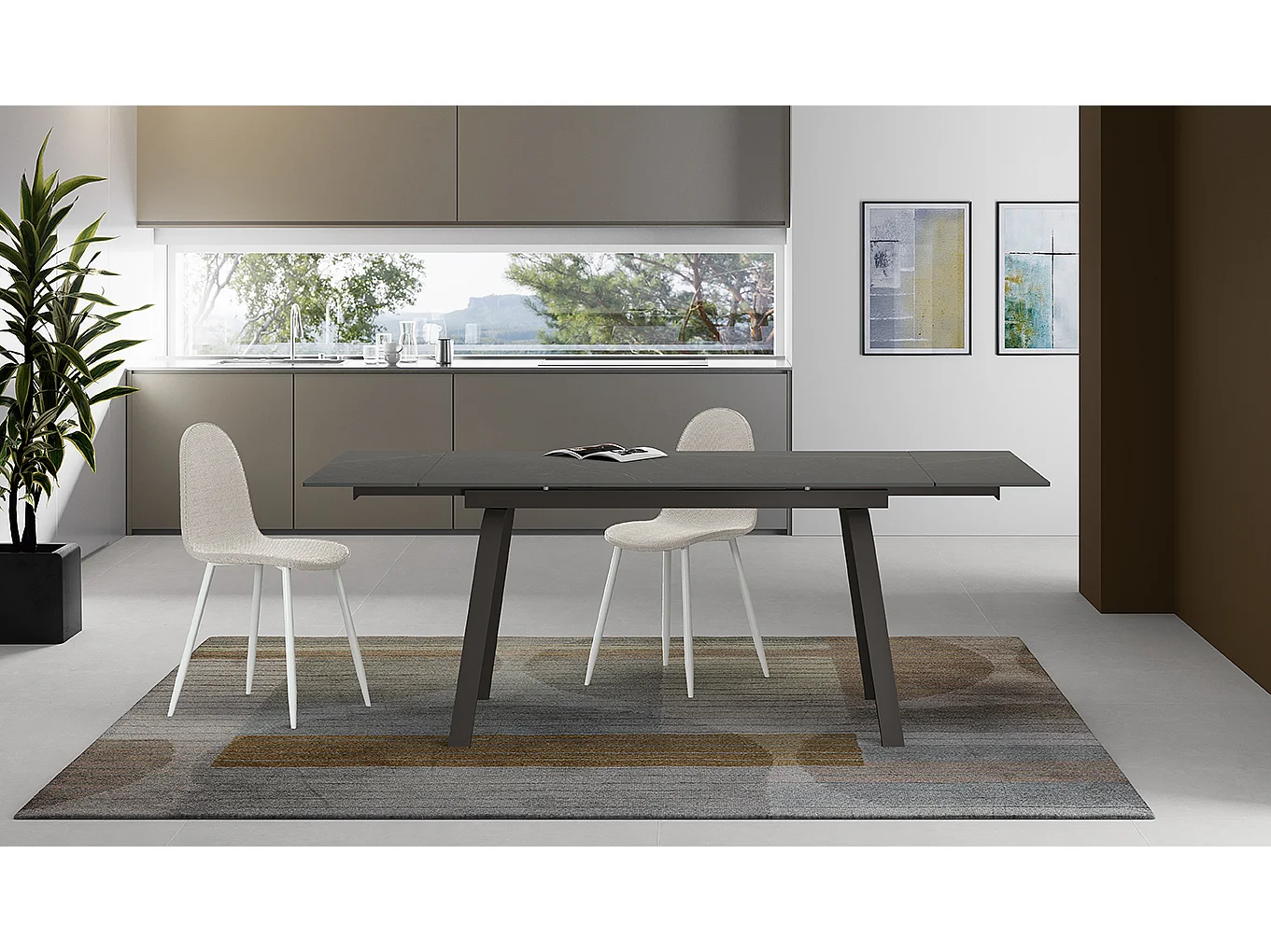 Dylan - Mesa Extensível (140/200 x 80 cm) em Cerâmica Preta