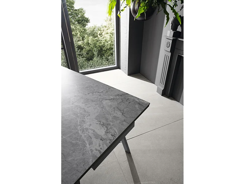 Dylan - Tavolo Allungabile (140/200 x 80 cm) con Top in ceramica marmo grigio