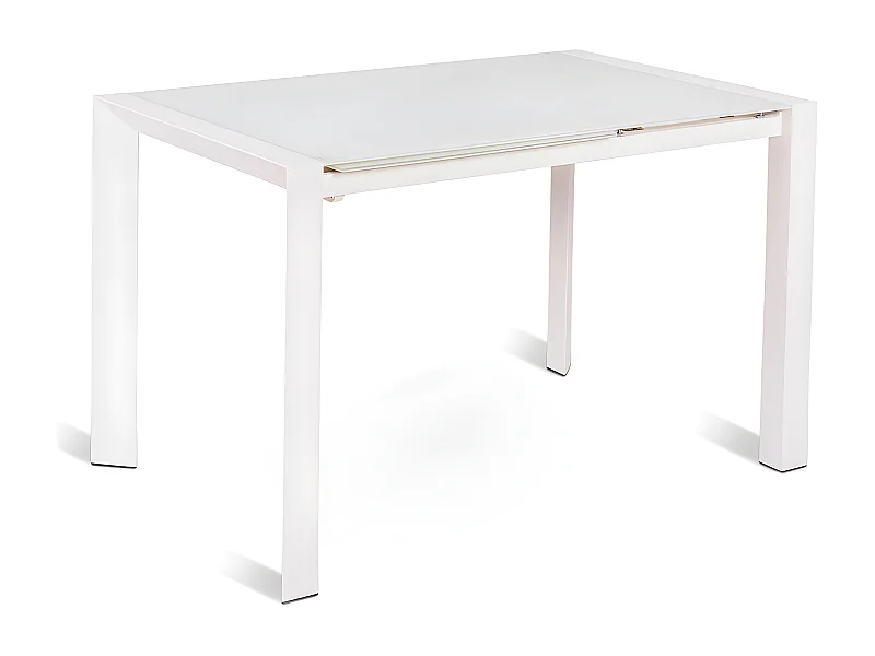 Pixel Table extensible (122/182 x 80 cm) en verre trempé blanc