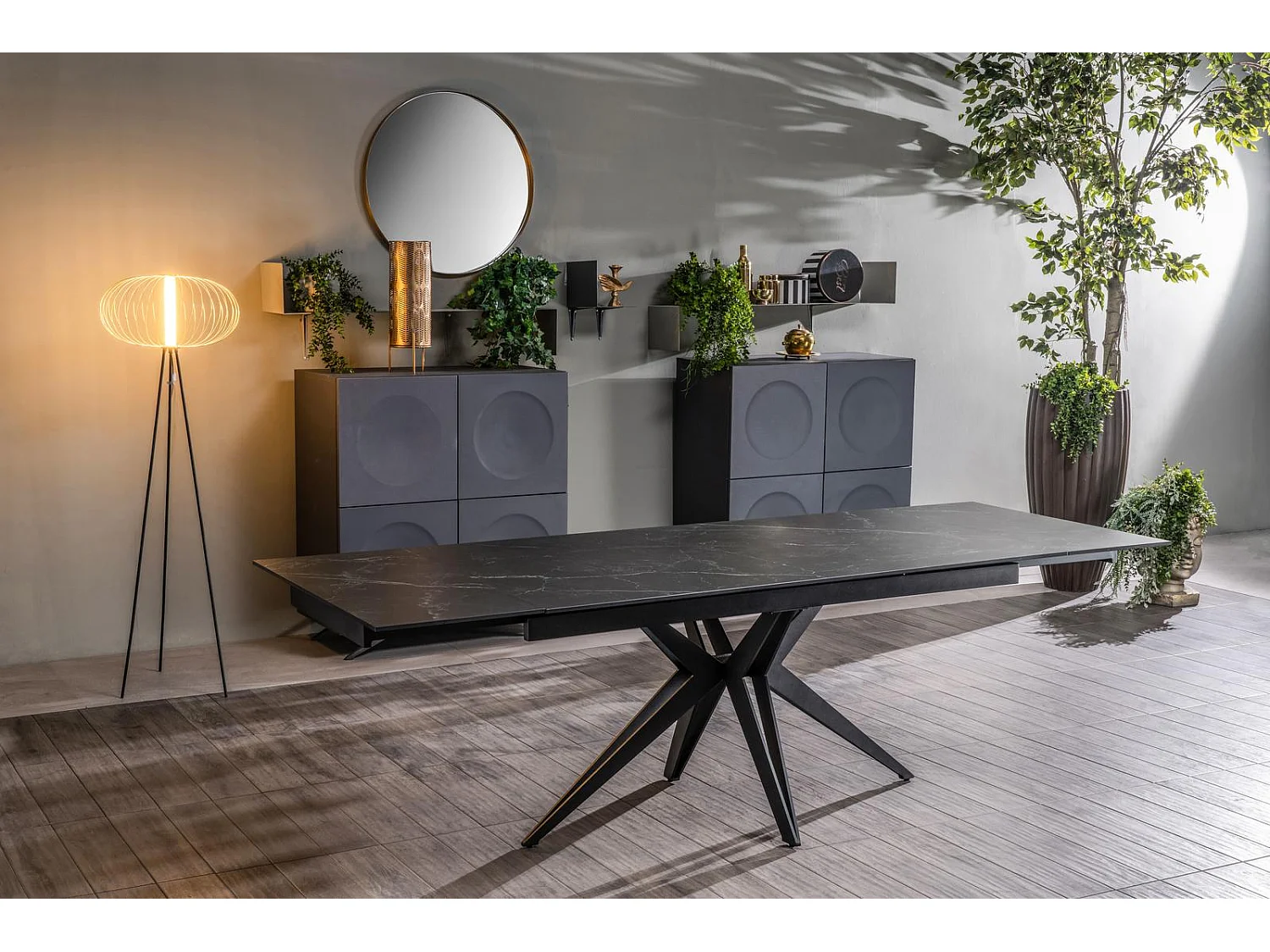 Mesa extensible Match 2 (160/240 x 90 cm) en cerámica negra