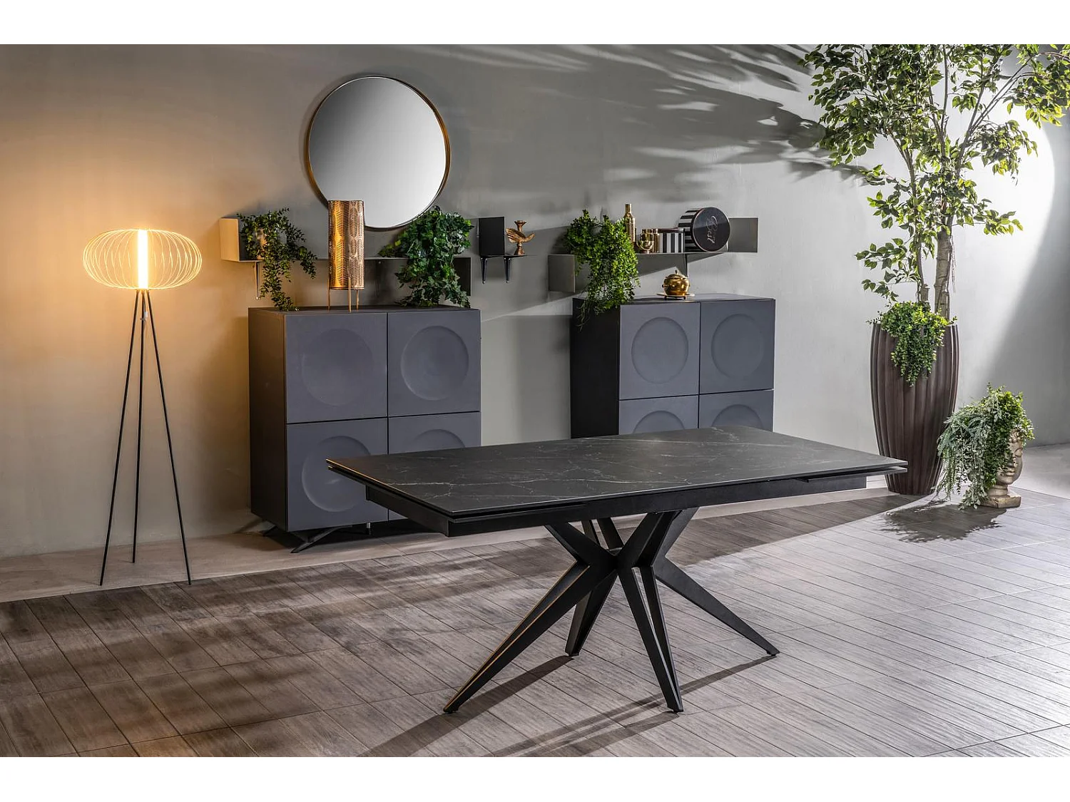 Mesa extensible Match 2 (160/240 x 90 cm) en cerámica negra