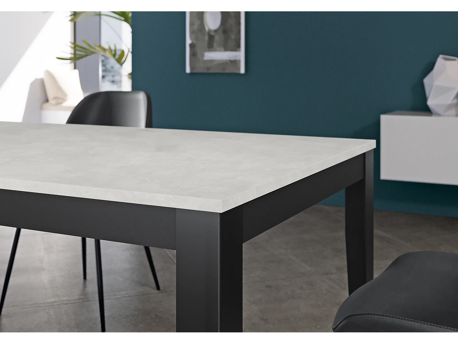 Groß – Ausziehbarer Tisch (156/316 x 90 cm) aus weißem Melamin