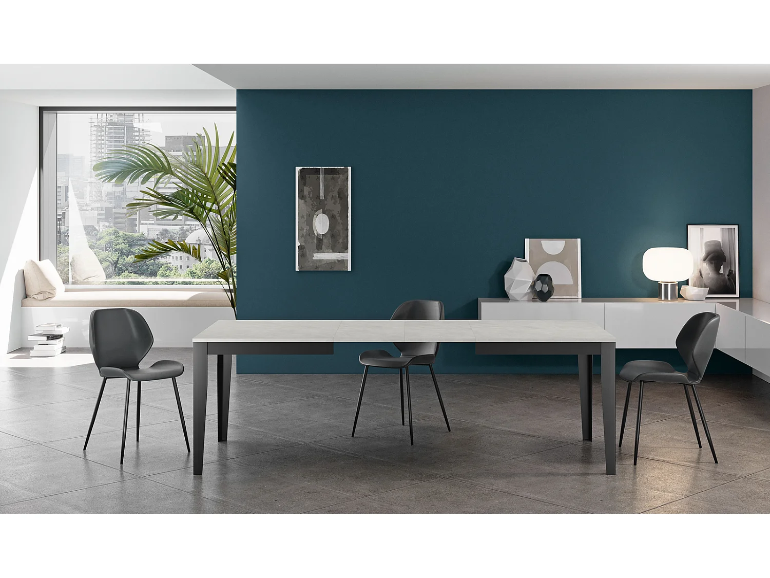 Mesa extensible grande (156/316 x 90 cm) en melamina blanca