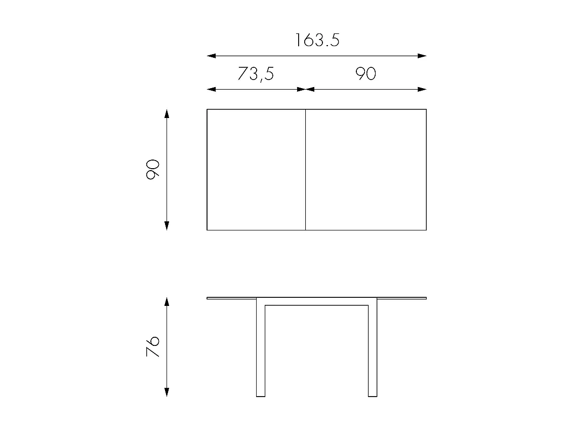 Banner - Tavolo allungabile (90/163,5 x 90 cm) in vetro temperato grigio