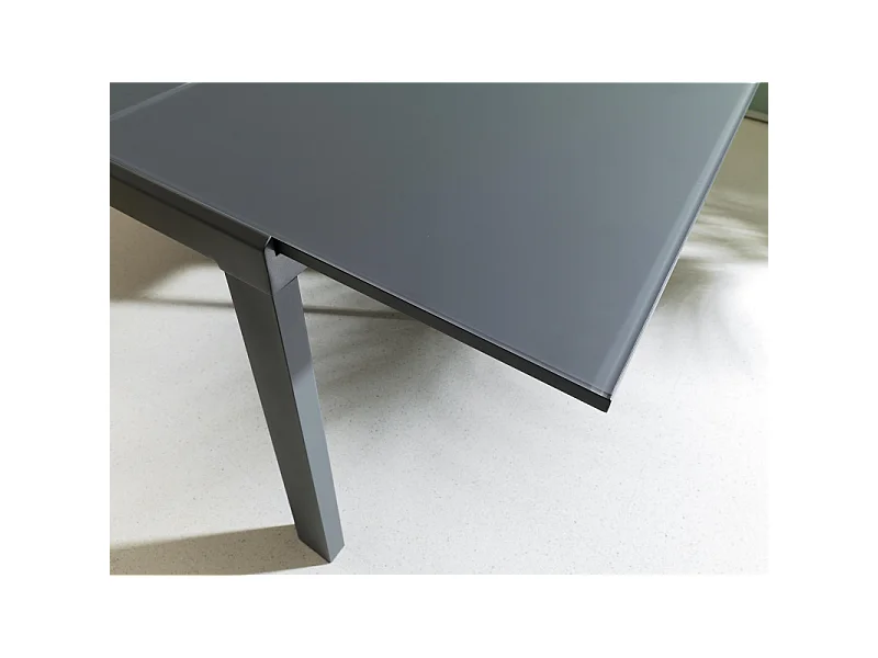 Banner - Tavolo allungabile (90/163,5 x 90 cm) in vetro temperato grigio