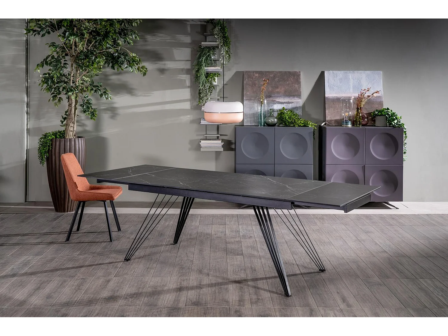 Match 1 Table extensible (160/240x90 cm) en Céramique Noire