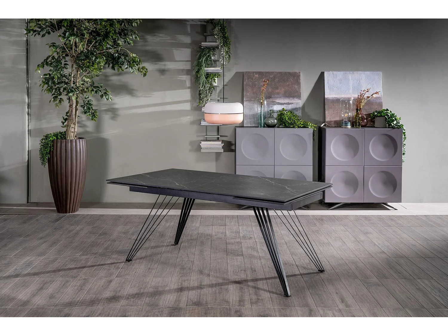 Match 1 - Udtræksbord (160/240 x 90 cm) i sort keramik