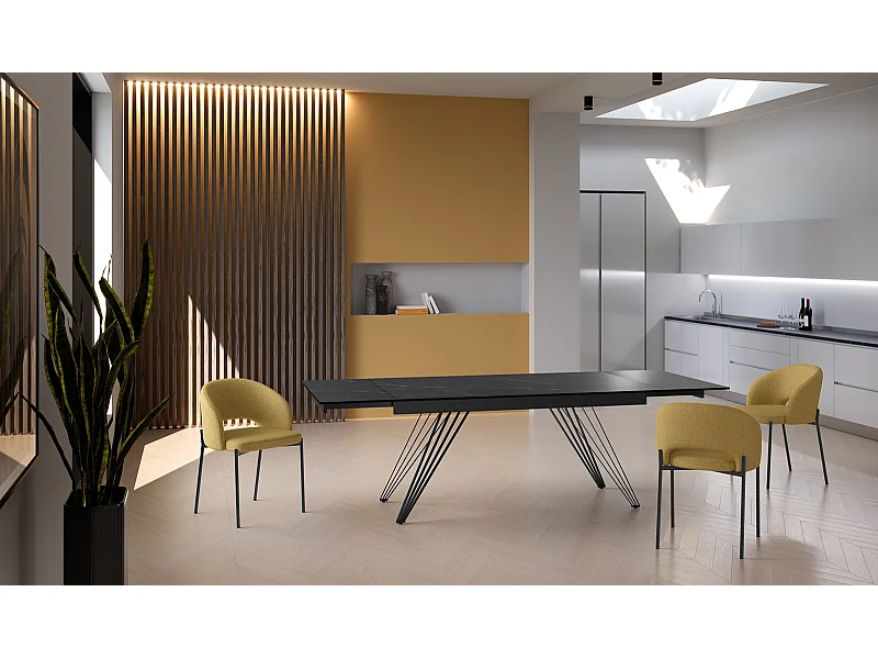 Dopasuj 1 - Stół rozkładany (160/240 x 90 cm) w kolorze czarnej ceramiki