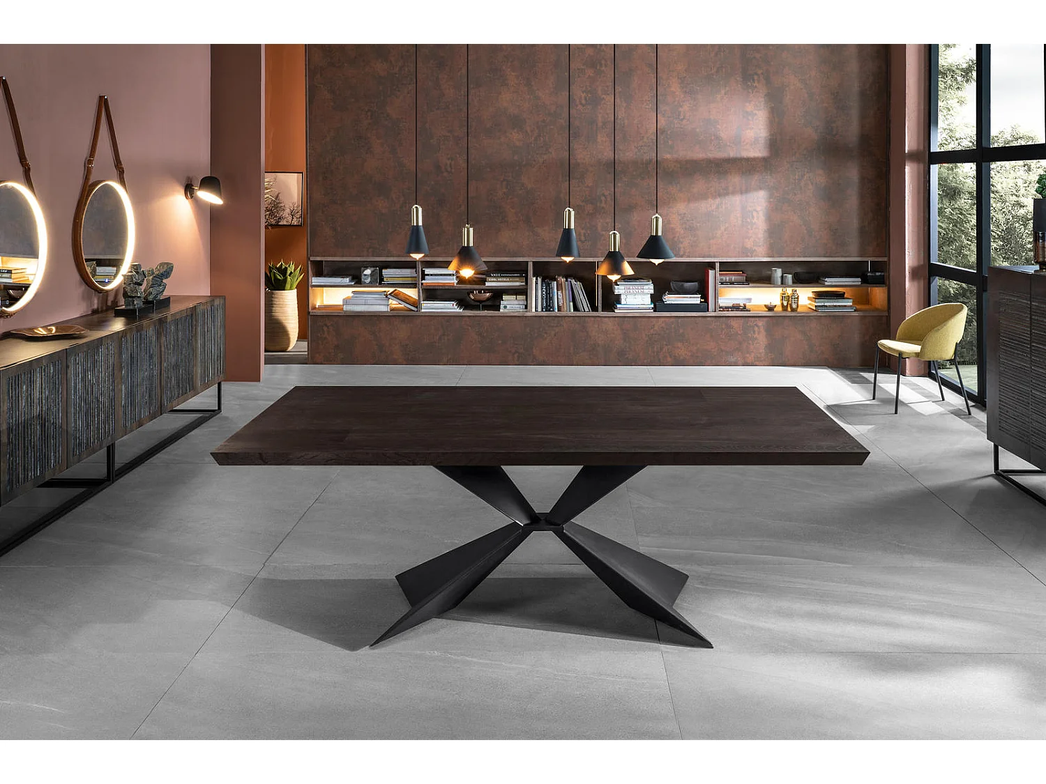 Stark - Ausziehbarer Tisch (160/240 x 90 cm) in schwarzem Furnier