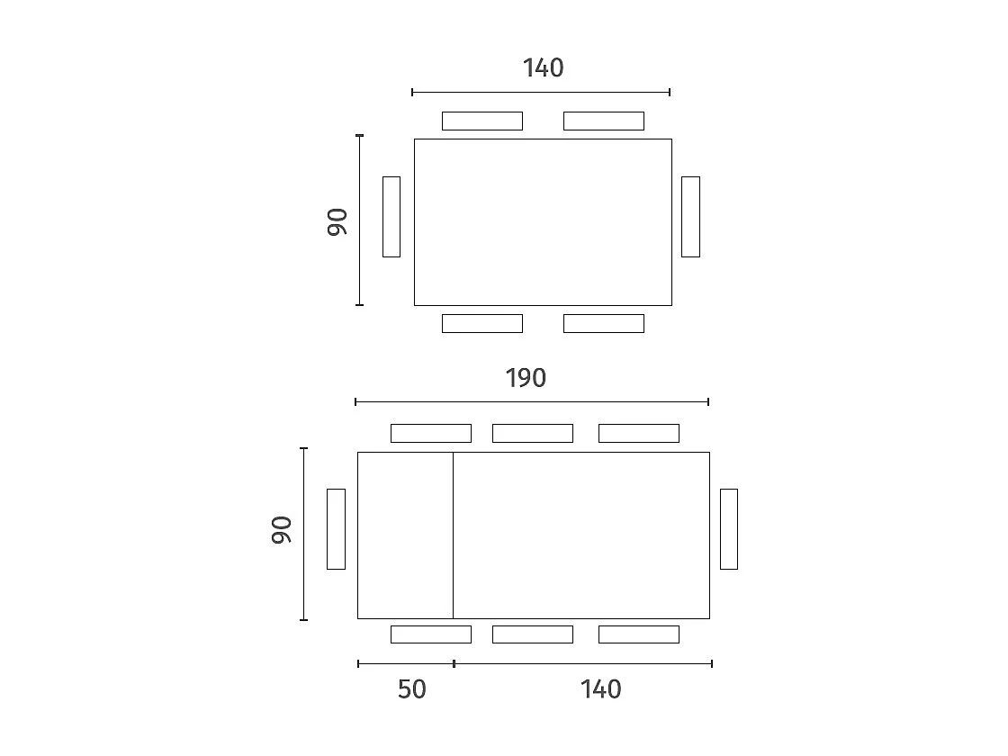 Pulse Table extensible (140/190 x 90 cm) en Mélamine Blanc