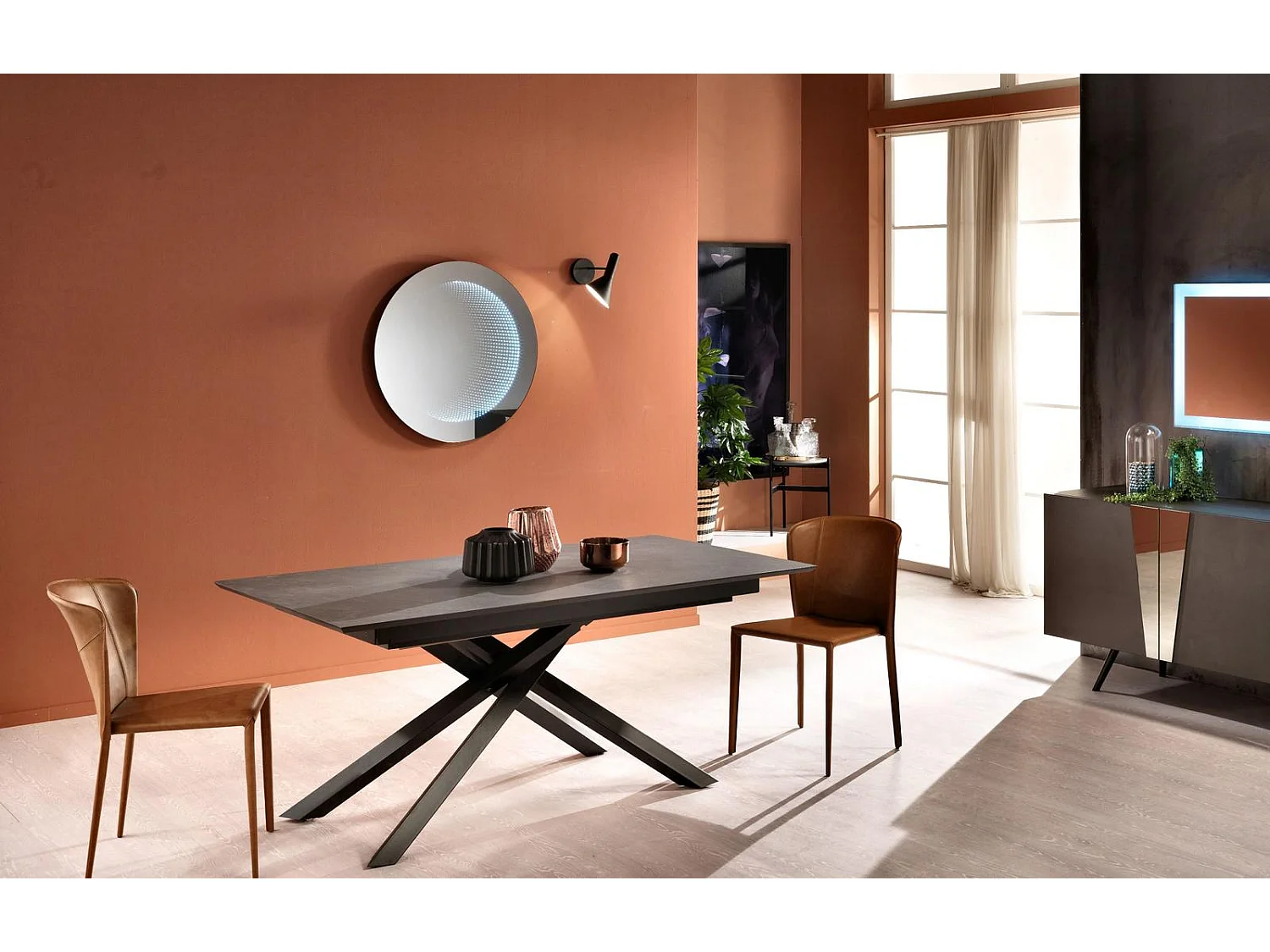 Xavier - Stół rozkładany (170/270 x 90 cm) z płyty HPL na płycie MDF w kolorze ciemnoszarym