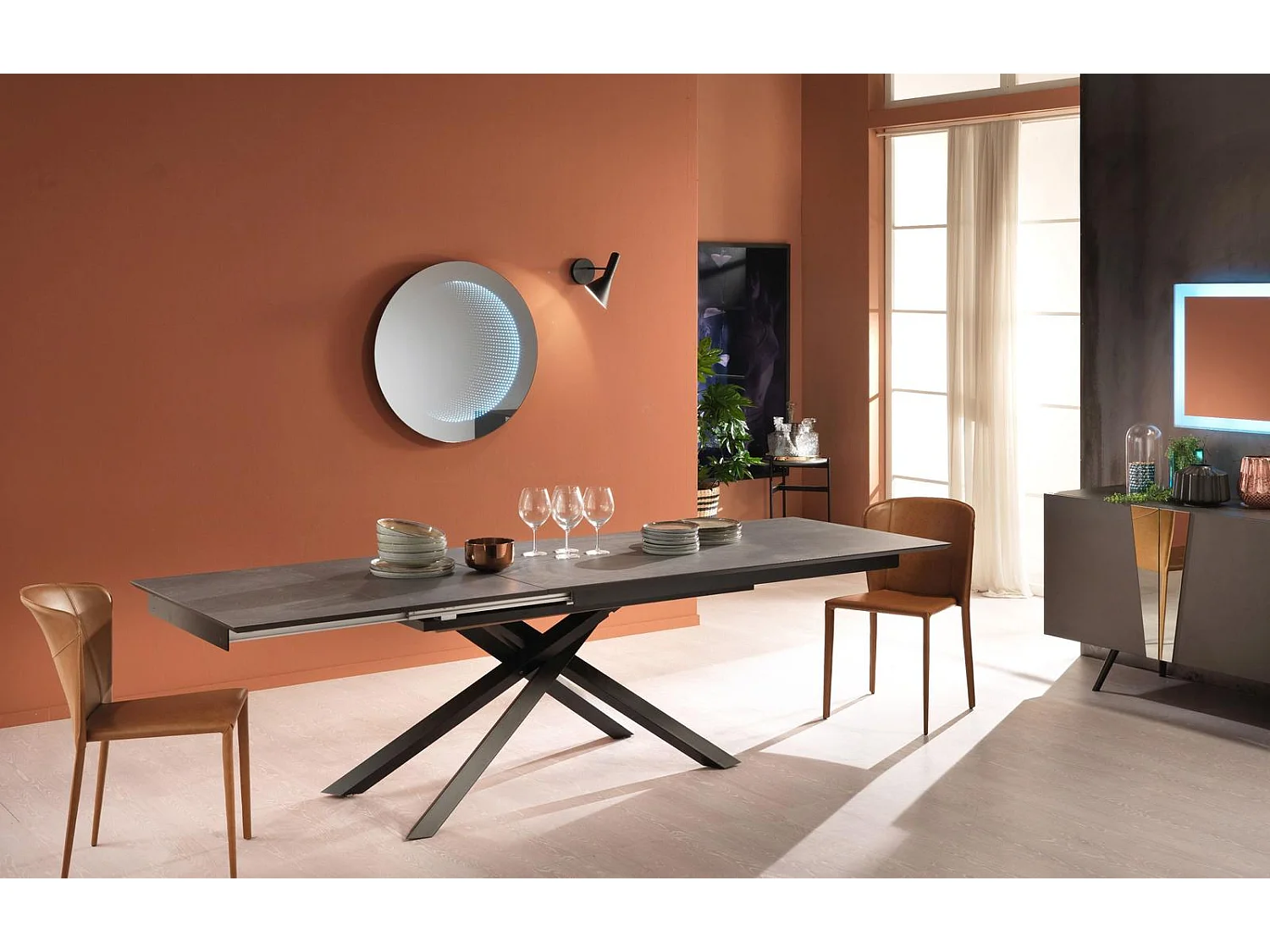 Xavier Table Extensible (170/270x90 cm) en HPL sur MDF Gris Foncé