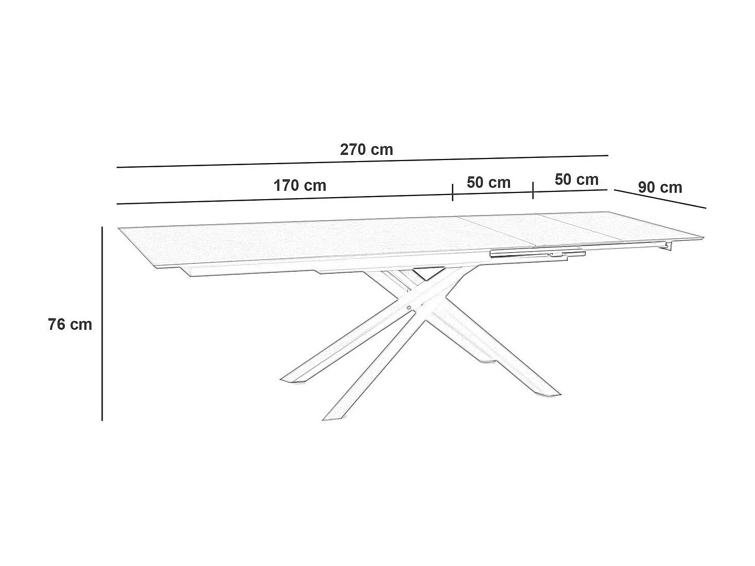 Xavier Table Extensible (170/270x90 cm) en HPL sur MDF Gris Foncé