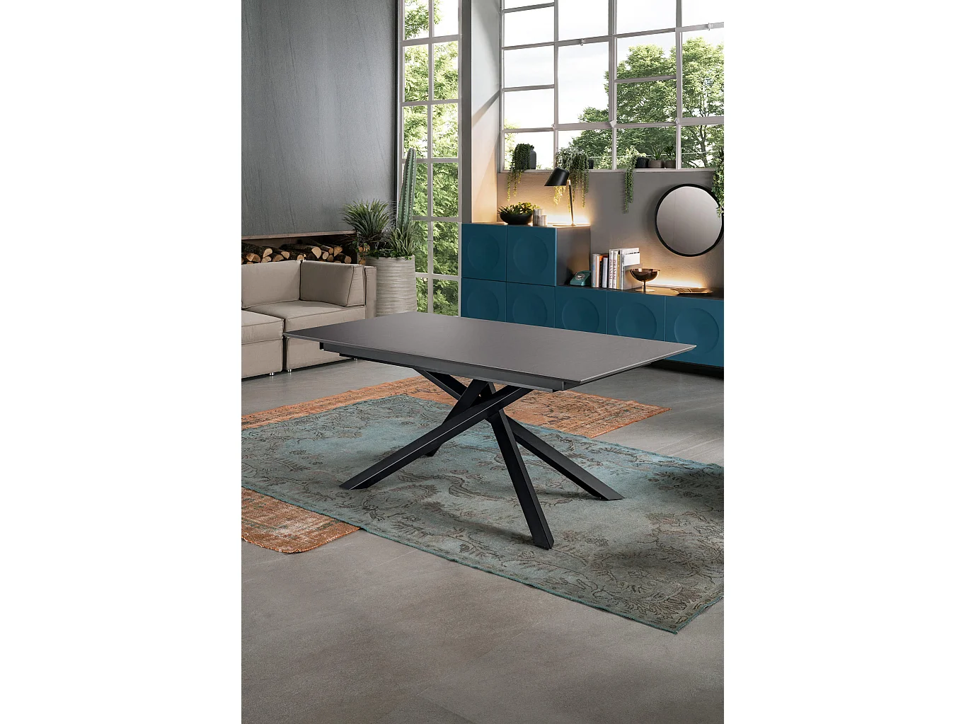 Xavier Table Extensible (170/270x90 cm) en HPL sur MDF Gris Foncé