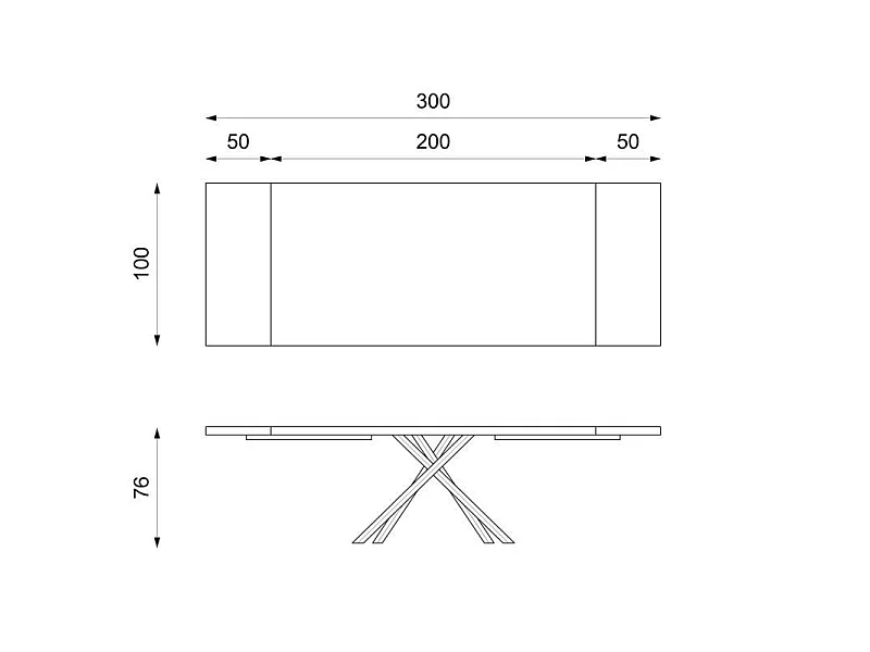 Spike - Uitschuifbare tafel (200/300 x 100 cm) in zwarte essen