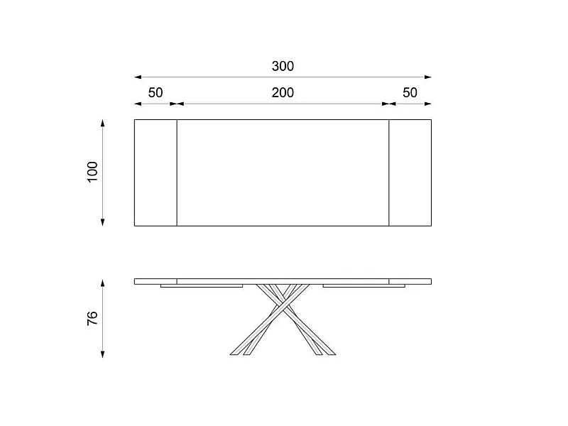 Spike - Uitschuifbare tafel (200/300 x 100 cm) in zwarte essen