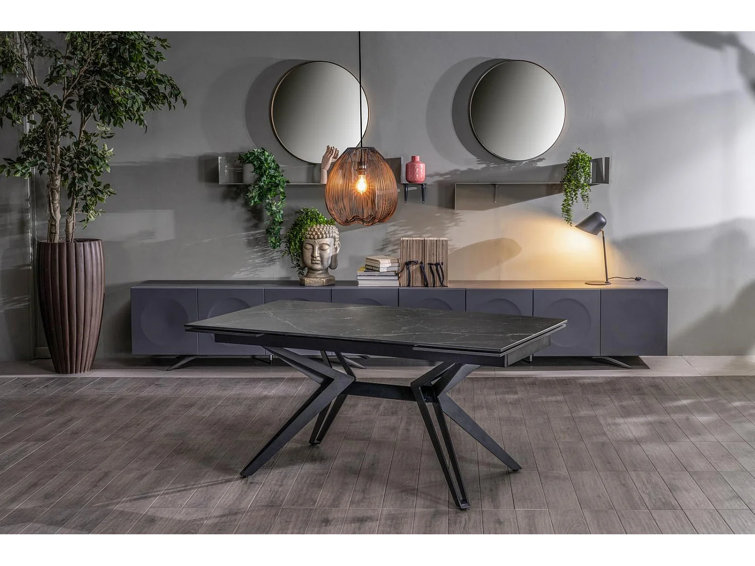 Match 3 Table extensible (160/240 x 90 cm) en Céramique Noire