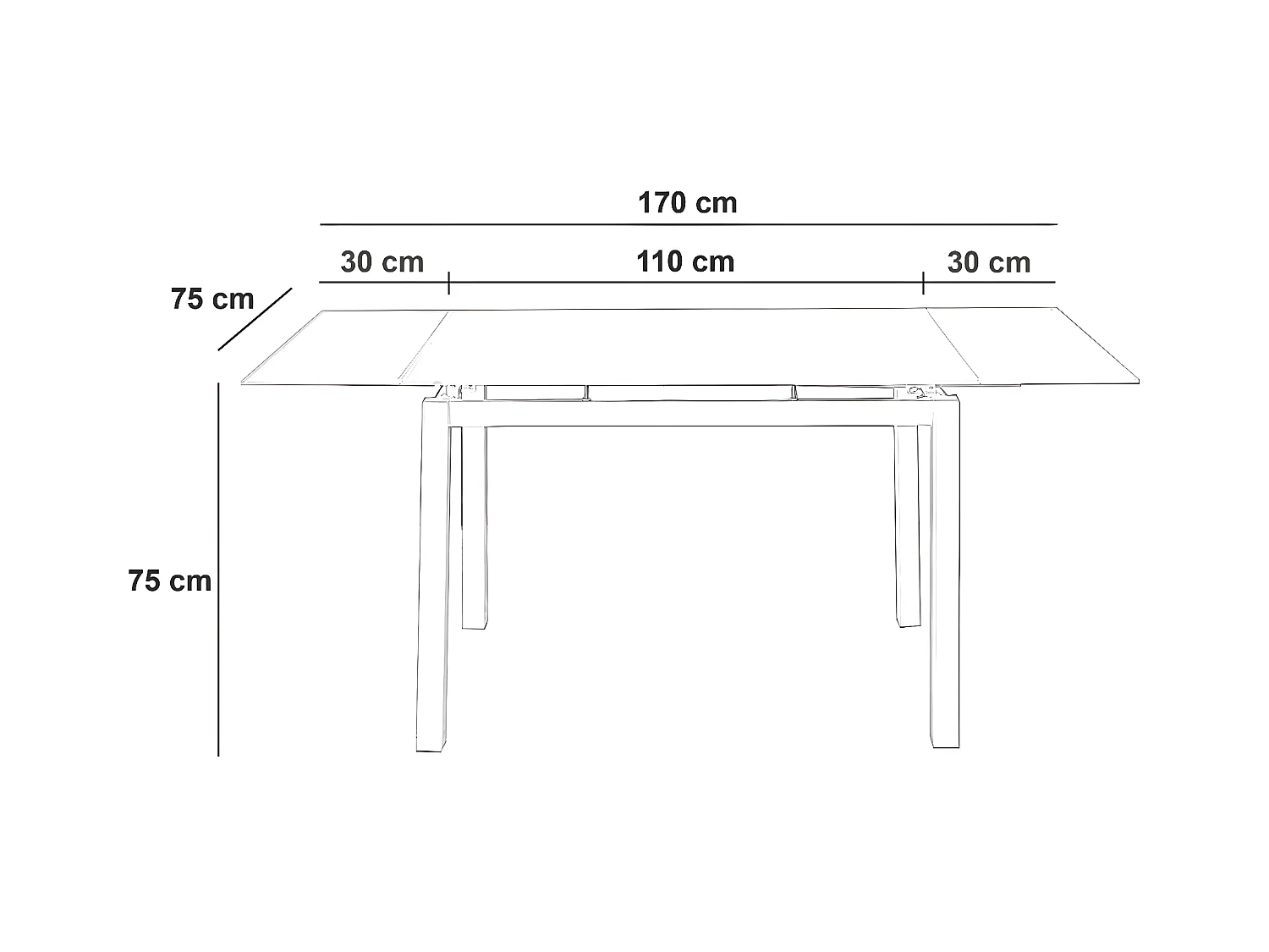 Baud - Mesa extensible (110/170 x 75 cm) en cristal templado marrón