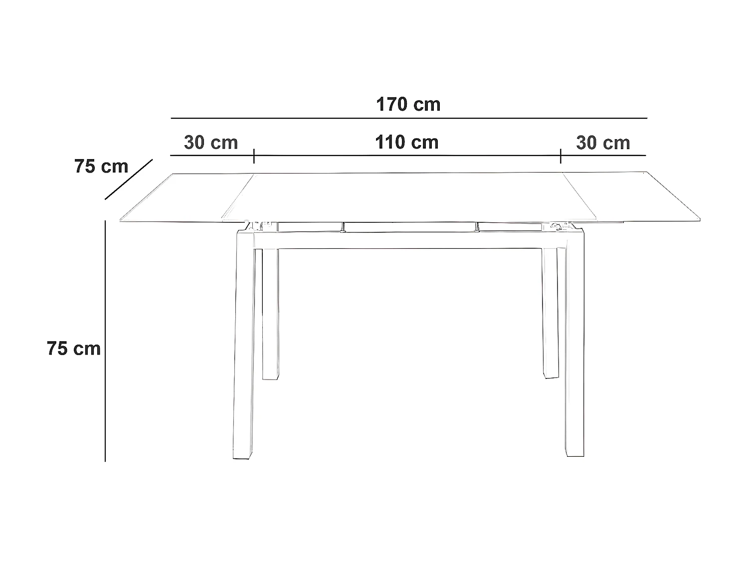 Baud - Mesa extensible (110/170 x 75 cm) en cristal templado marrón