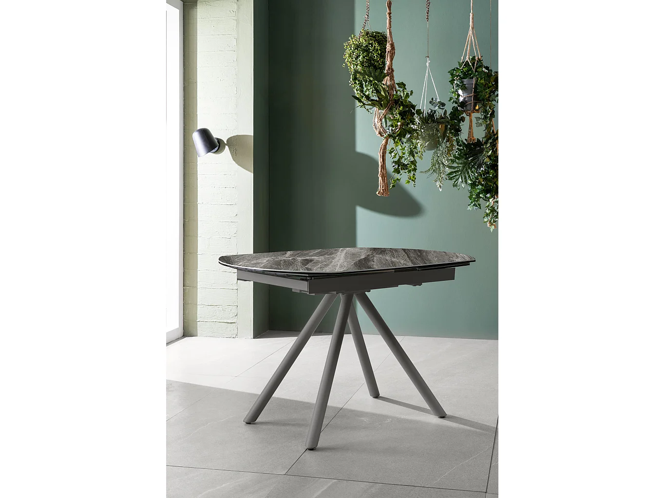 Kyoto four - Stół rozkładany (120/180 x 90 cm) z szarej ceramiki