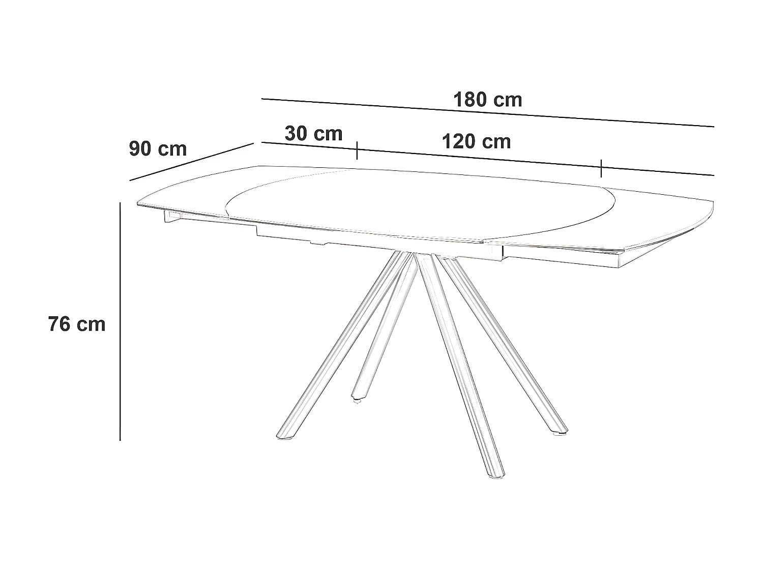 Kyoto four - Stół rozkładany (120/180 x 90 cm) z szarej ceramiki
