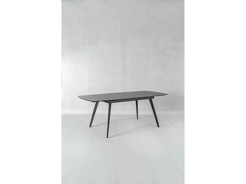 Nicolas - Uitschuifbare tafel (140/200 x 90 cm) in antraciet keramiek