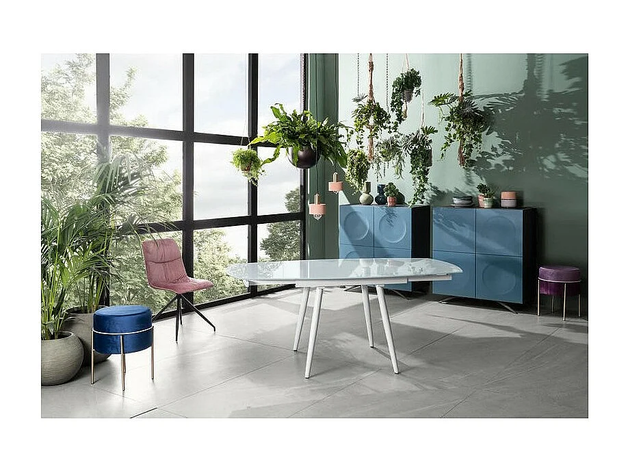 Tavolo Kyoto Four Allungabile in Vetro Temperato Bianco fino a 180cm