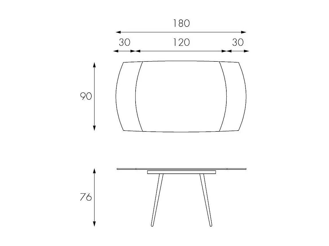 Table extensible Kyoto Four en verre trempé blanc jusqu'à 180 cm