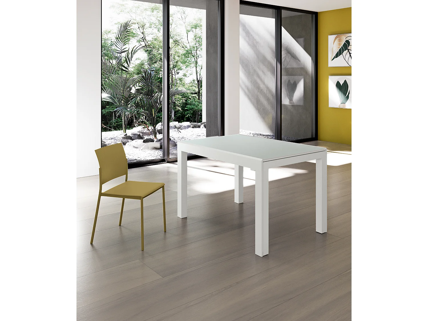 Executive Table Extensible (120/175/230/290/350 x 83 cm) en Verre Trempé Blanc