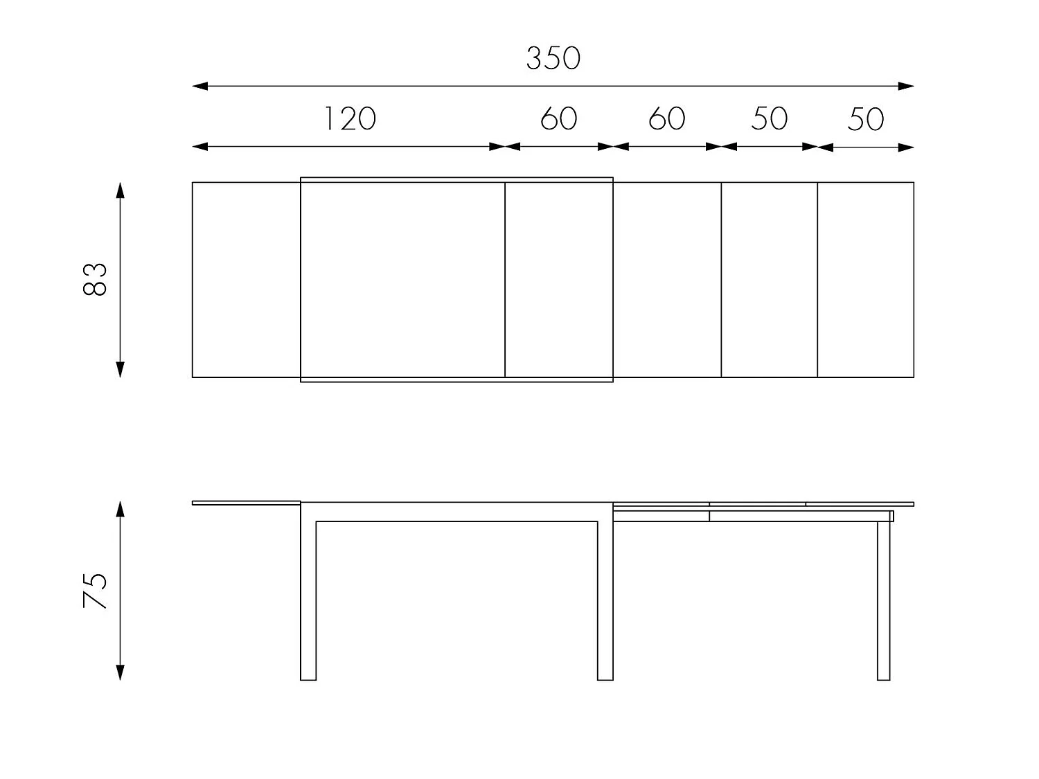 Executive Table Extensible (120/175/230/290/350 x 83 cm) en Verre Trempé Blanc
