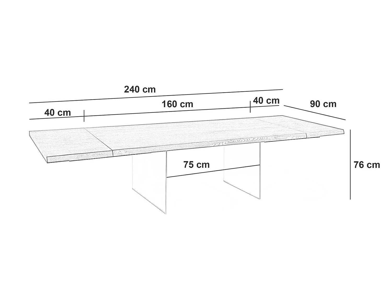 Snooker - Udtræksbord (160/240 x 90 cm) i brun varmebehandlet eg
