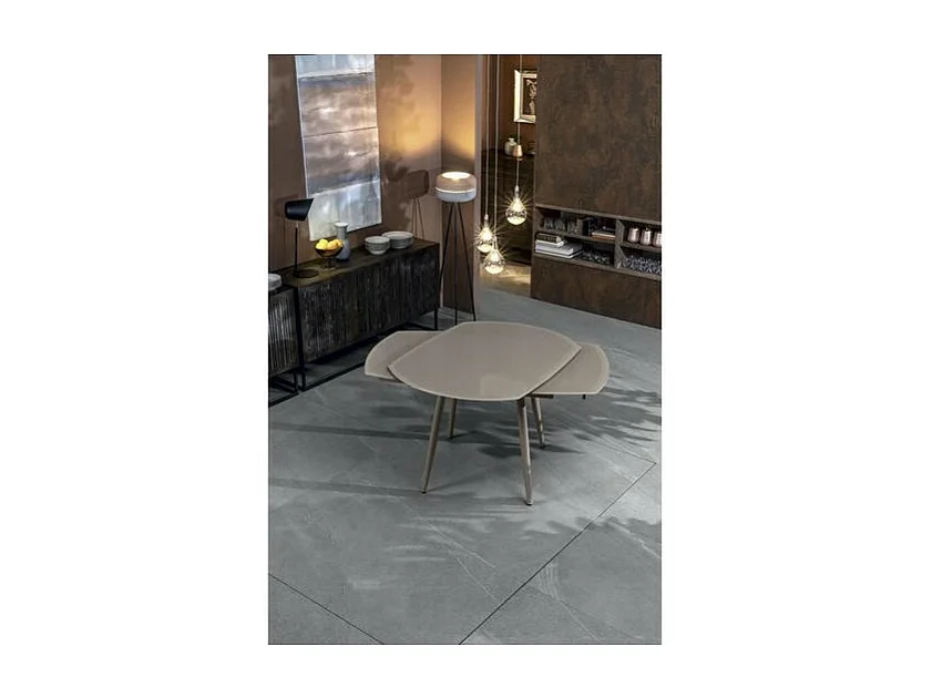 Table extensible Kyoto Four en verre trempé gris tourterelle jusqu'à 180 cm