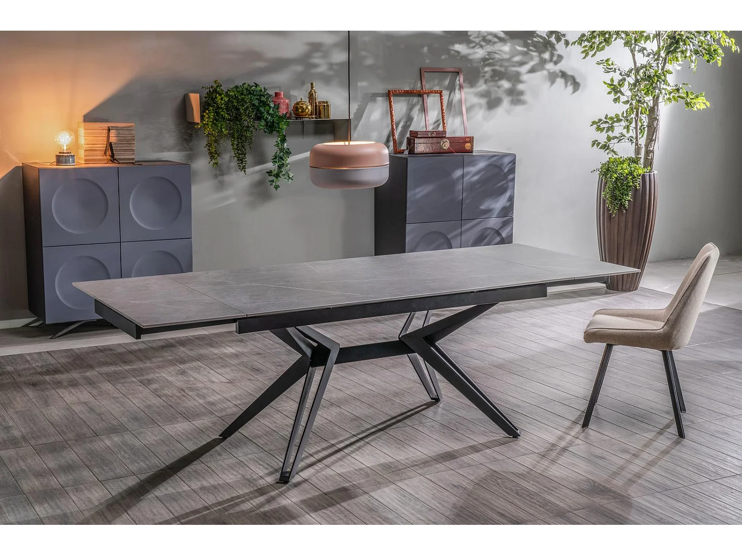 Mesa extensible Match 3 (160/240 x 90 cm) en cerámica negra