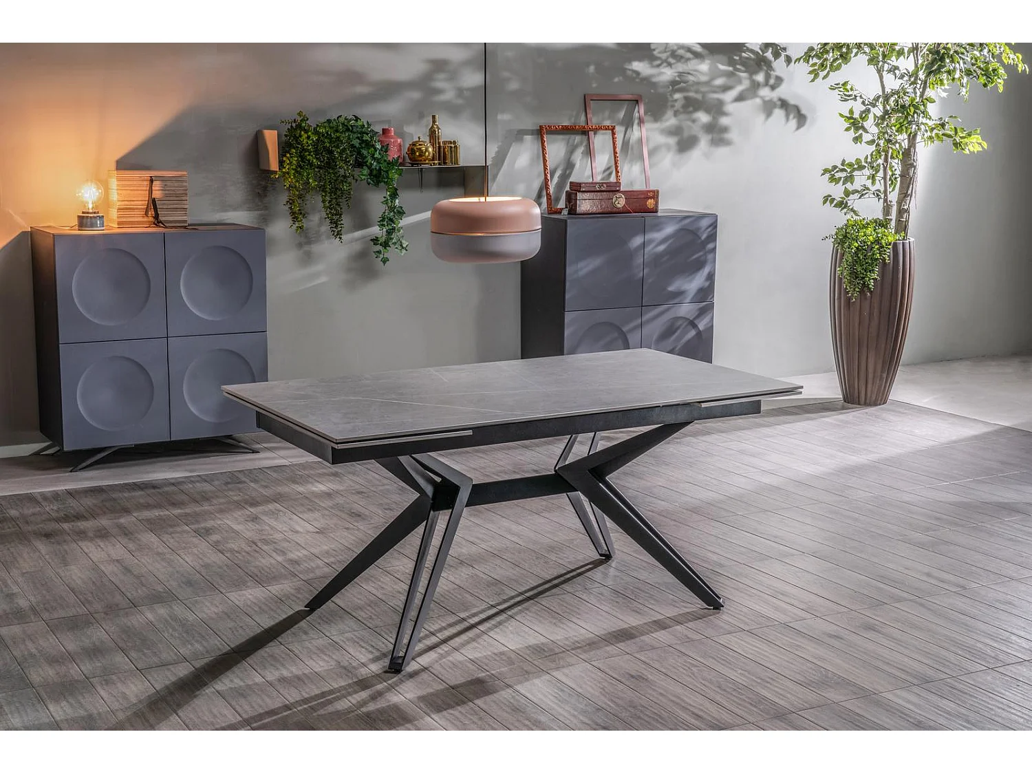 Mesa extensible Match 3 (160/240 x 90 cm) en cerámica negra