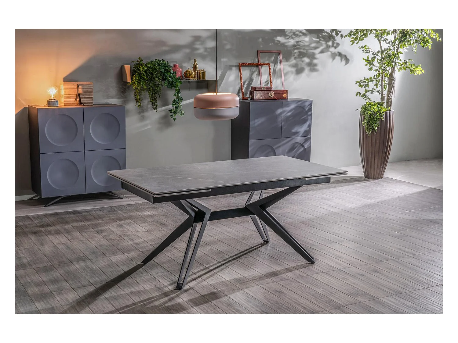 Match 3 – Ausziehbarer Tisch (160/240 x 90 cm) aus schwarzer Keramik