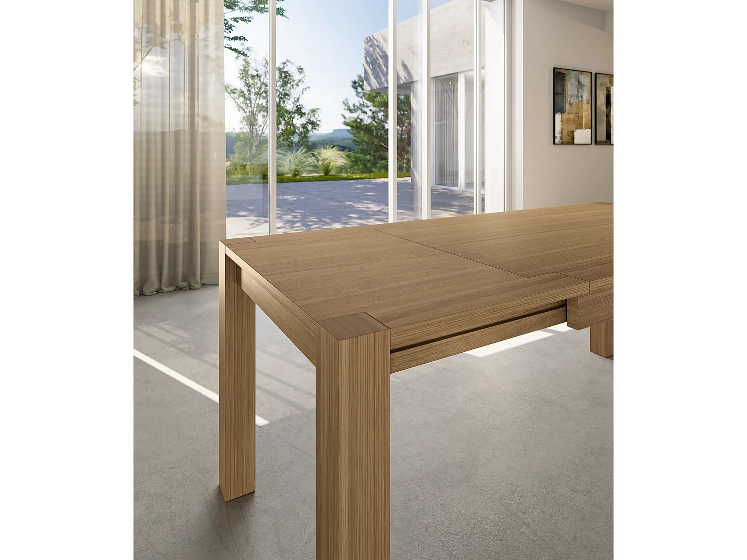 Holz – Ausziehbarer Tisch (140/190 x 80 cm) in braunem Eichenfurnier