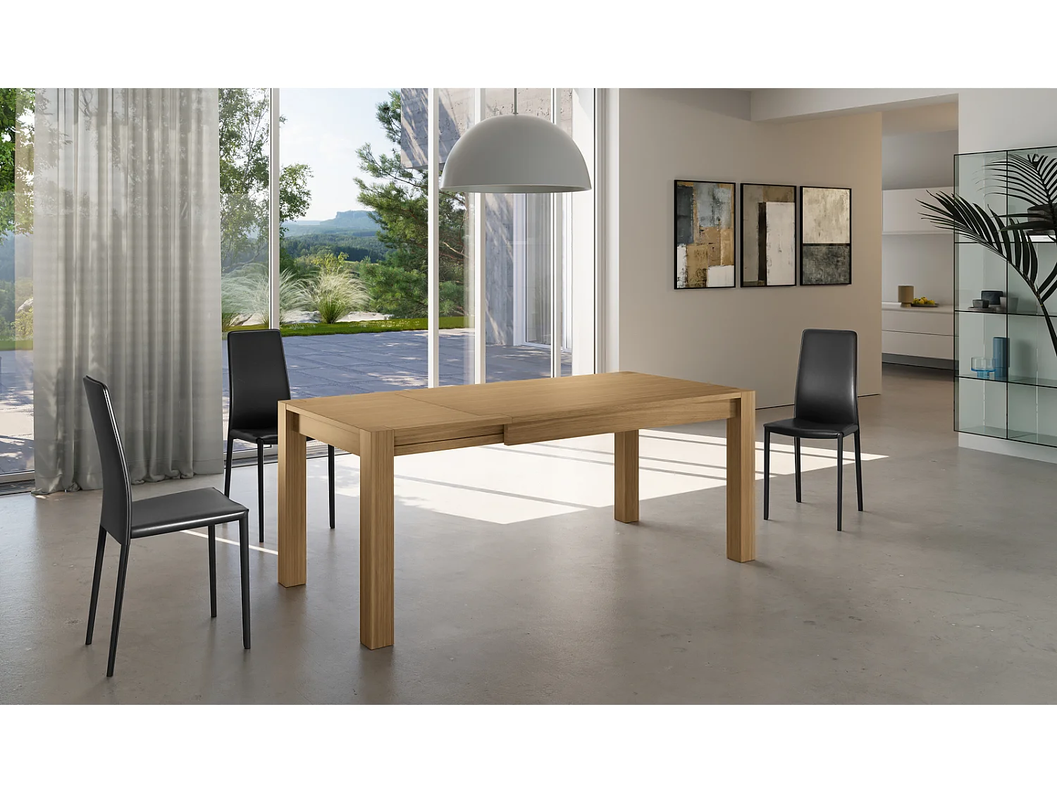 Wood Table extensible (140/190x80 cm) en placage chêne brun