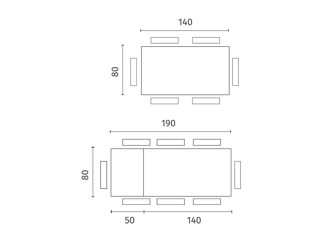 Wood Table extensible (140/190x80 cm) en placage chêne brun
