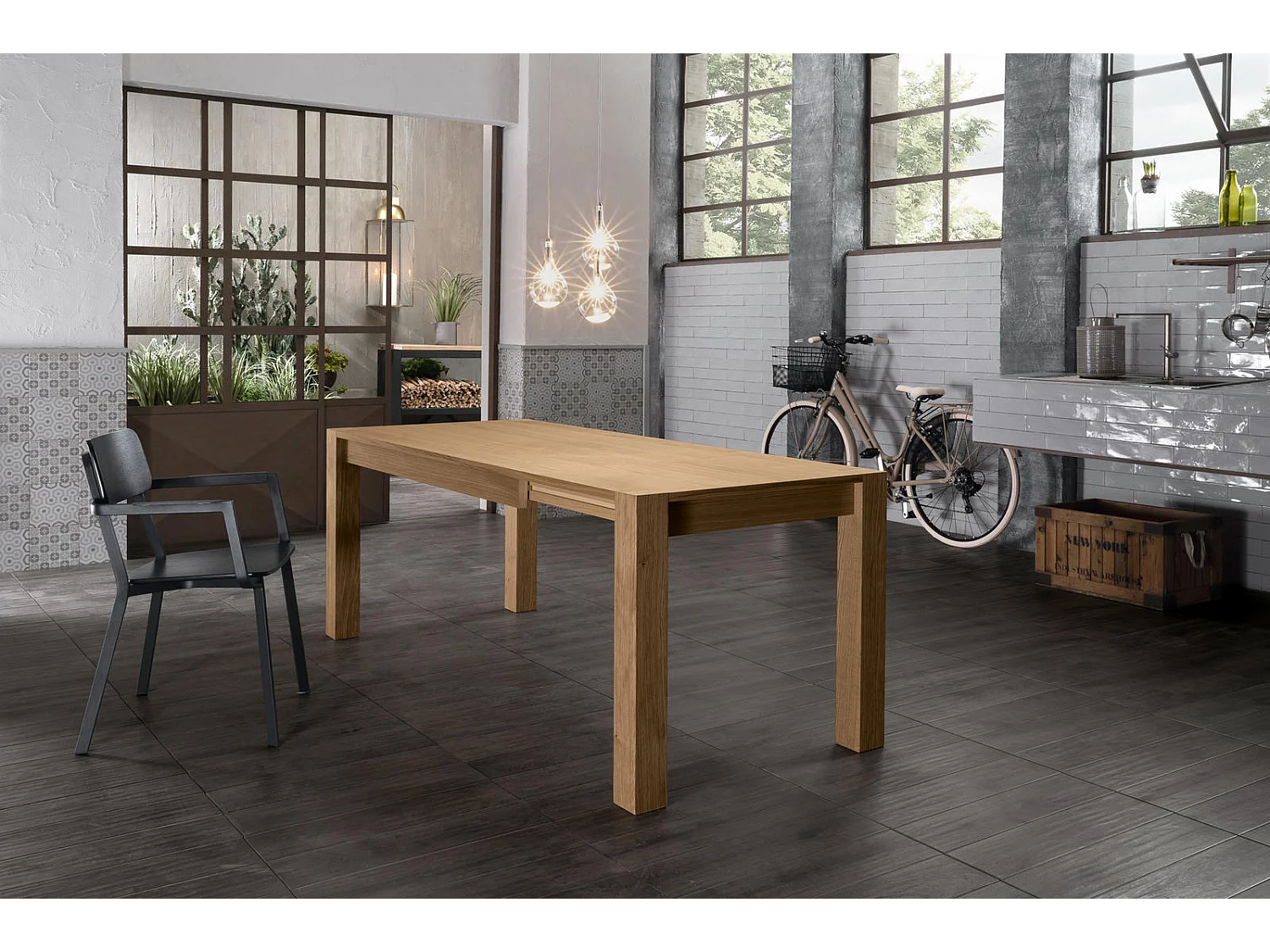 Wood Table extensible (140/190 x 80 cm) en placage chêne brun