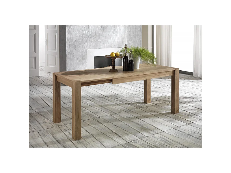 Wood Table extensible (140/190 x 80 cm) en placage chêne brun