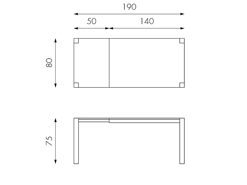 Wood Table extensible (140/190 x 80 cm) en placage chêne brun